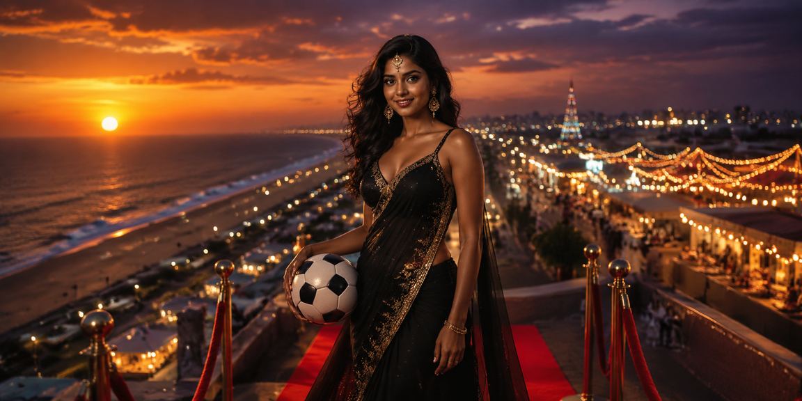 Chennai Marina Beach nightlife with VIP users enjoying football betting